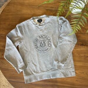 Club Monaco Heather Gray Logo Crewneck Sweater